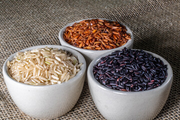 Black venus rice pile isolated on white background in Brazil