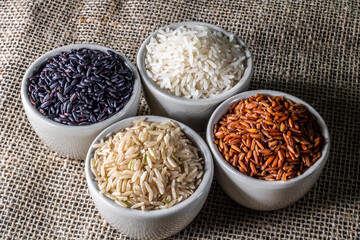 Black venus rice pile isolated on white background in Brazil