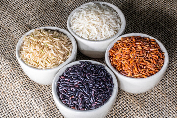 Black venus rice pile isolated on white background in Brazil