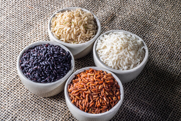 Black venus rice pile isolated on white background in Brazil