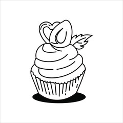 cupcake line art coloring book element bakery and sweet cake for children
