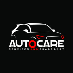 auto care logo automotive template modern sport car vector illustration with red color sticker or print art label design inspiration