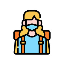 Tourist  traveler  traveller  backpacker  vacation  avatar  woman icon