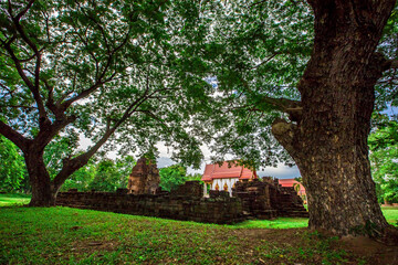 Background of historical tourist attractions in Khon Kaen (Wat Ku Prapachai) has an ancient pagoda that is preserved for future generations to study the history, in Thailand