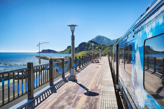 Badouzi Station - July 23, 2017: Badouzi Station is a beautiful attraction and famous landmark in junction of Zhongzheng District, Keelung City and Ruifang District, New Taipei City of Taiwan.