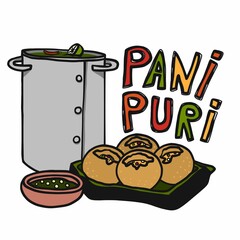 Pani Puri (indian food) cartoon vector illustration