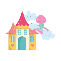 little mushroom rainbow castle tale cartoon