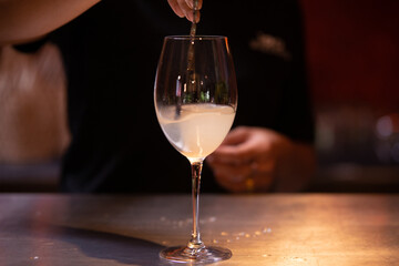 Lemon soda. Beverage for summer with waiter.