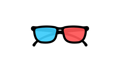 3d glasses front view icon flat. Vector on isolated white background. EPS 10.