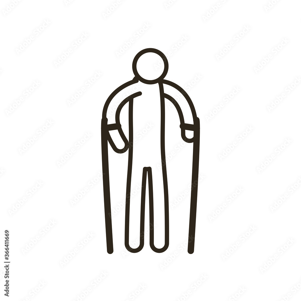 Poster grandfather avatar with walking stick line style icon vector design