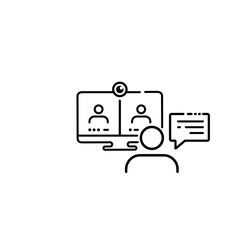 Distant education, work from home, online cources, video seminar, webinars icon. Vector on isolated white background. EPS 10.