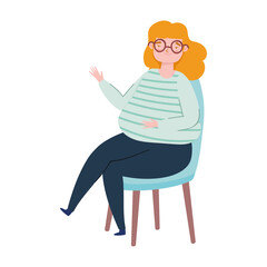 Fototapeta premium young woman sitting on chair cartoon isolated icon design