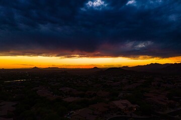 A high definition aerial view of an Arizona sunset.