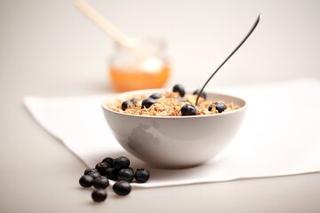 Bowl of cereal with blueberries