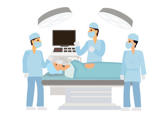 Medical Team Performing Surgical Operation in Operating Room.