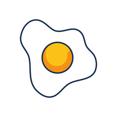 fried egg icon, line fill style