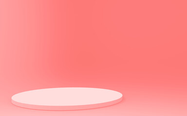 3d pink cylinder podium minimal studio background. Abstract 3d geometric shape object illustration render. Display for valentine product.