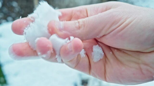 Man Smashing a Handfull of Snow
