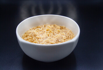 Boiled instant noodle in a bowl