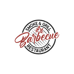 Fototapeta na wymiar Retro vintage BBQ Grill. Barbecue Logo Stamp design vector