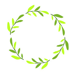 Frame with green branches. Vector illustration. Design for card.
