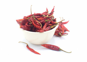 Dry chili in a bowl for cooking