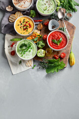 Set of vegetable soups.