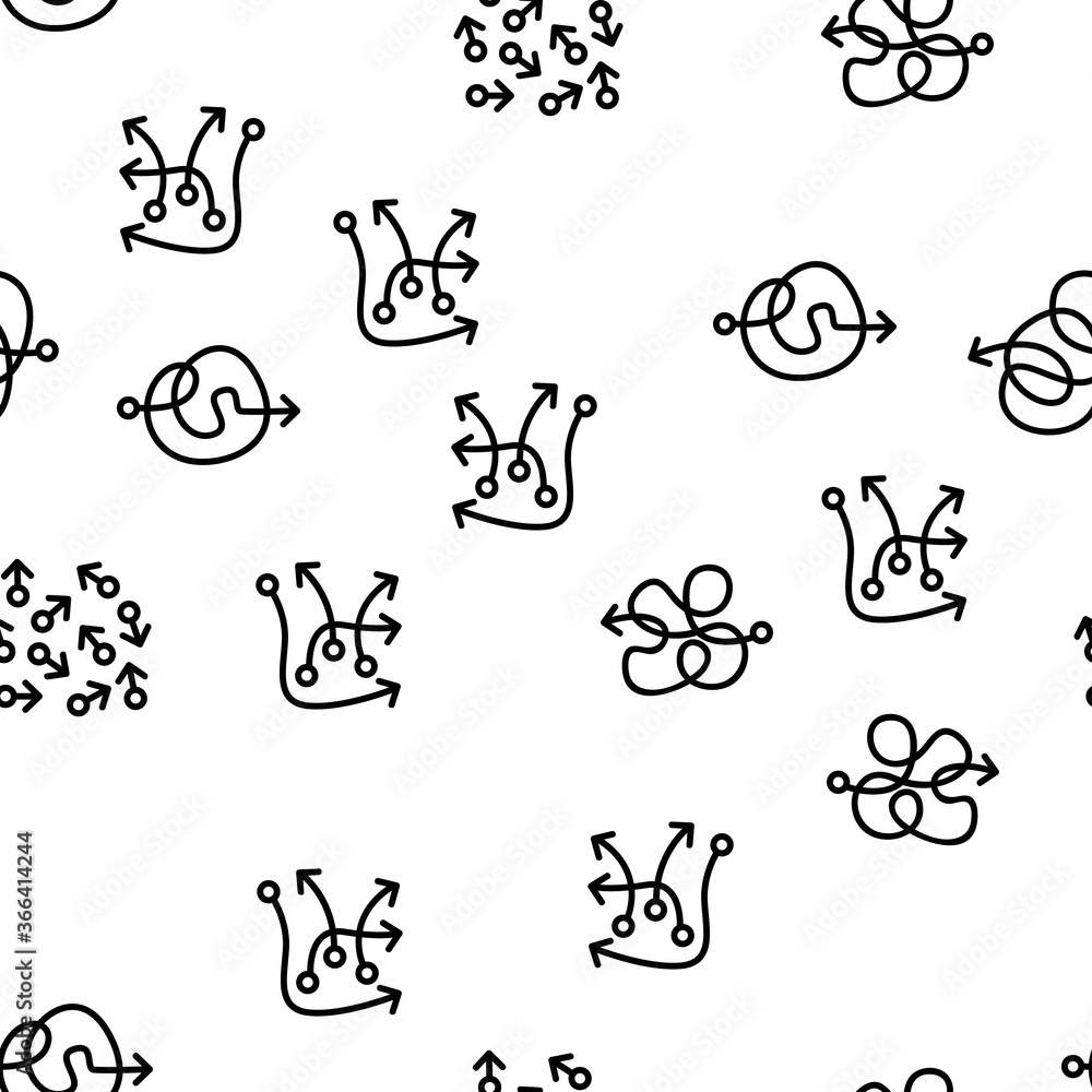 Poster chaos arrow movement vector seamless pattern thin line illustration