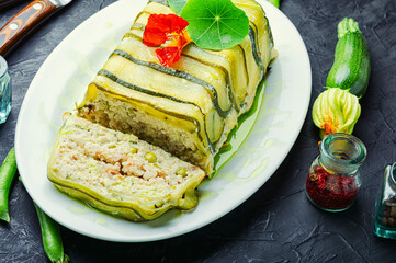 Chicken and zucchini terrine.