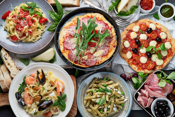 Italian food  on dark background