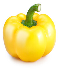 Yellow Bell pepper isolated on white background, Sweet pepper isolated on a white background With clipping path