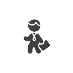 Business man with briefcase vector icon. filled flat sign for mobile concept and web design. Man holding briefcase glyph icon. Symbol, logo illustration. Vector graphics