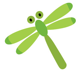 シンプルな緑のトンボのイラスト © Third Stone