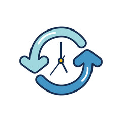 clock with sync arrows around, line fill style