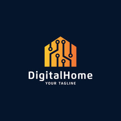 abstract digital house with gradient colors