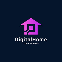 abstract digital house with gradient colors