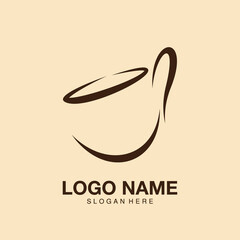 Logo cup coffee flat modern design