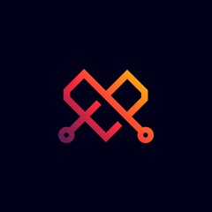 Letter M logo template with gradient modern concept love