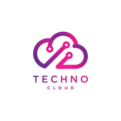 Cloud technology logo design template, modern, computer, cloud