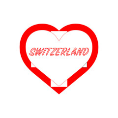 Switzerland flag in heart. I love my country. sign. Stock vector illustration isolated on white background.