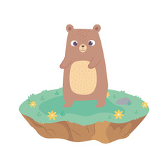 cute cartoon animal adorable little bear with flowers
