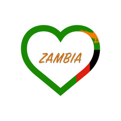 Zambia flag in heart. I love my country. sign. Stock vector illustration isolated on white background.