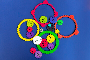 Creative spirograph set. Wooden kit. Drawing geometry shapes.