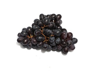 Sadness of black raisins grapes on white