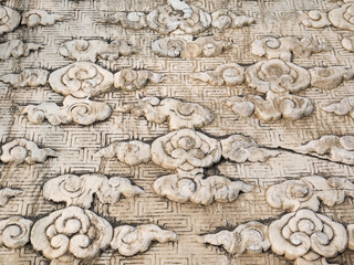 Old Chinese Carved Gray Stone with clouds pattern