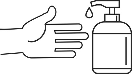 Hand sanitizer bottle, personal protective equipment, disinfectant sprays to prevent viruses, coronavirus. The hand reaches for the bottle of antiseptic. Vector flat infographics illustration