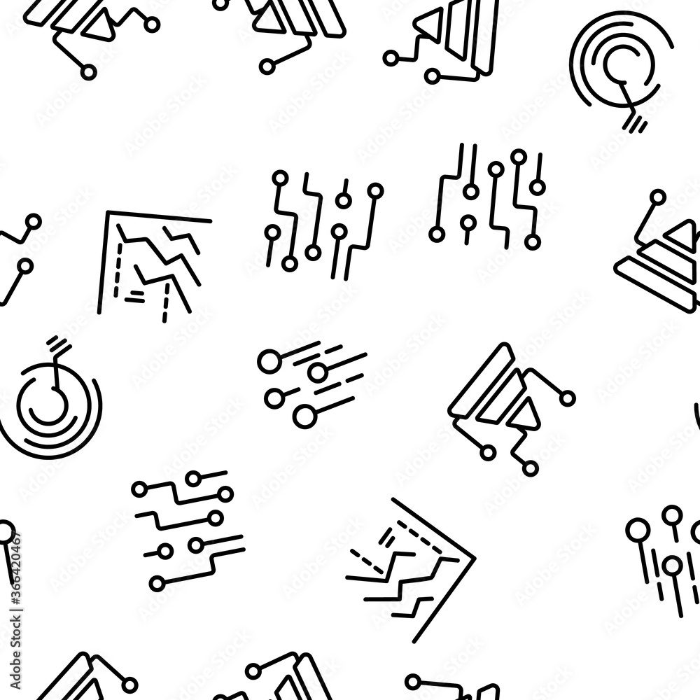 Poster data analysis analytic vector seamless pattern thin line illustration