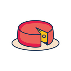 cheese on a dish icon, line fill style