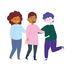 meeting friends, people group celebrating party event cartoon