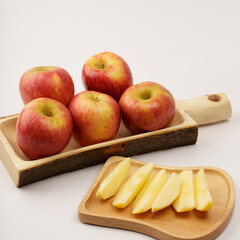 Red Organic Envy Apples Ready to Eat on white background